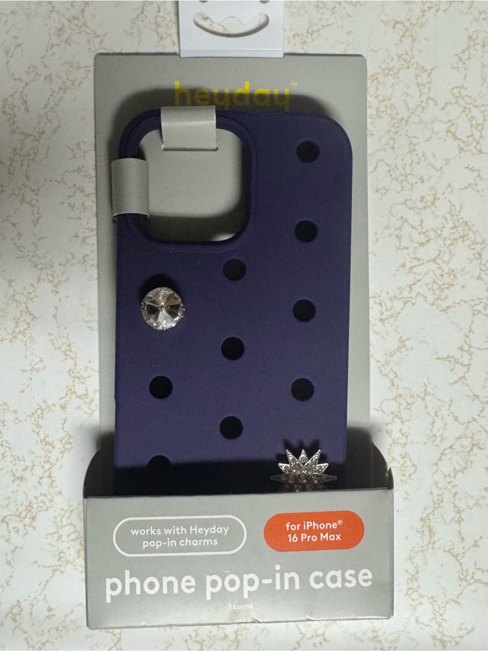 heyday Navy Phone Removable Pop-In Charm Case iPhone 16 Pro Max